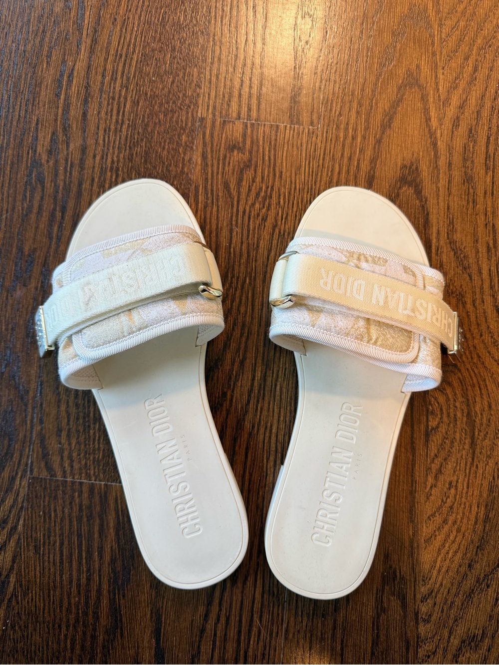 Dior white Slide Sandals with Logo Strap